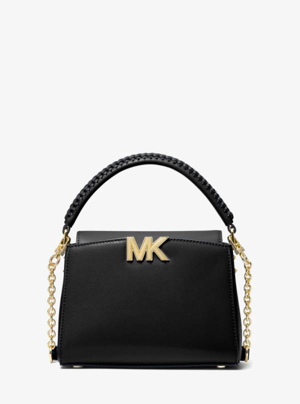 Damske Satchel Taske Michael Kors Karlie Small Leather Čierne - Kabelky Michael Kors Outlet | CFDIU-4159